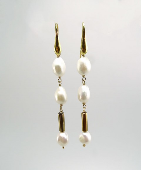 Long pearls earrings with...