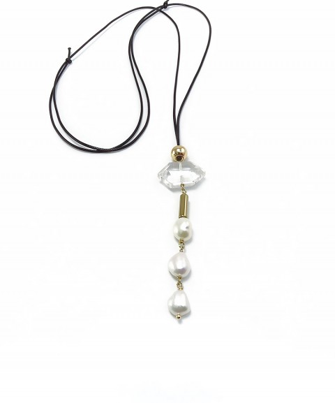 Pendant with pearls and quartz