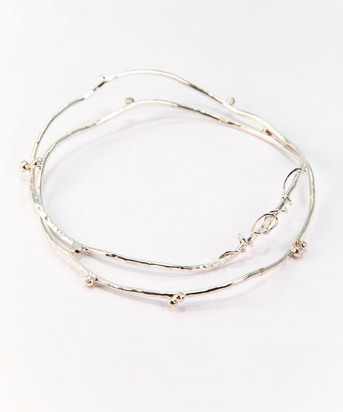 Silver bangle bracelet with...