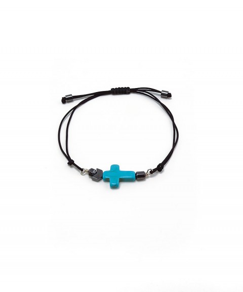 Turquoise cross men's bracelet