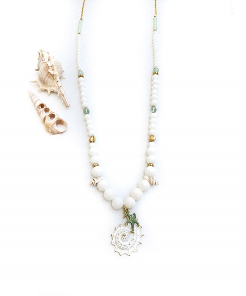 Necklace with white and...