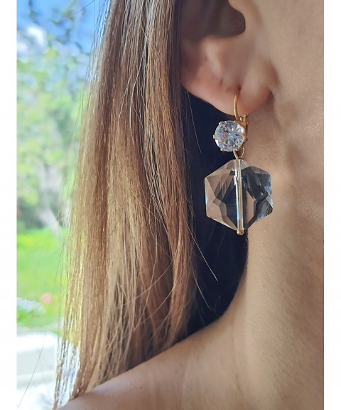 Zirgon steel earrings