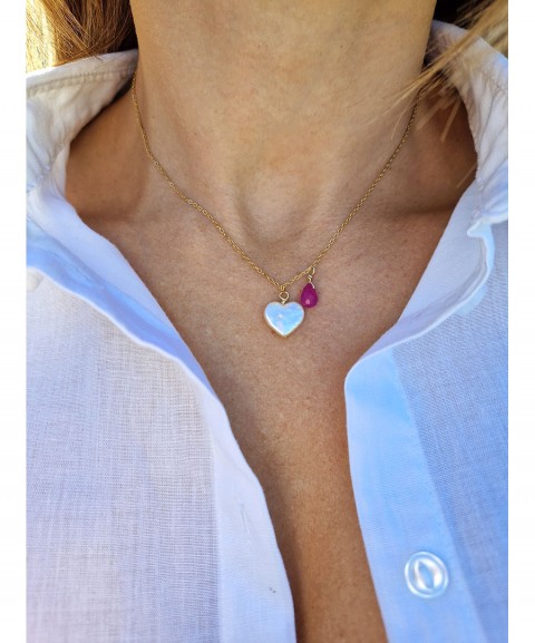 Pearl heart pendant with...