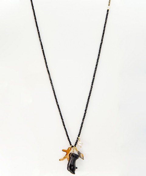 Long necklace with black...