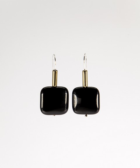 Square onyx earrings
