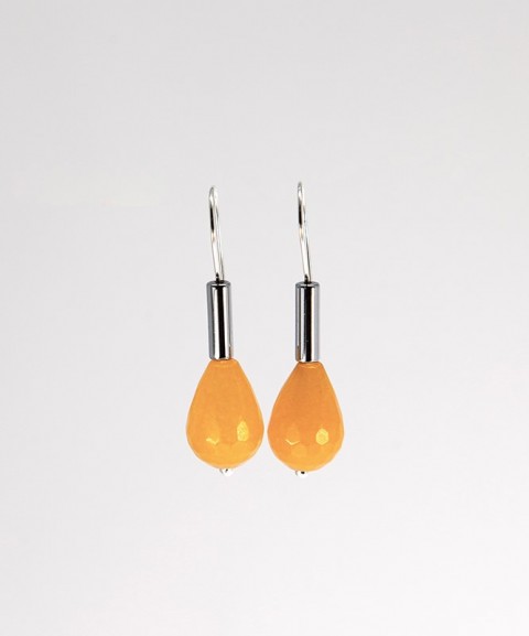 Silver earrings with yellow...