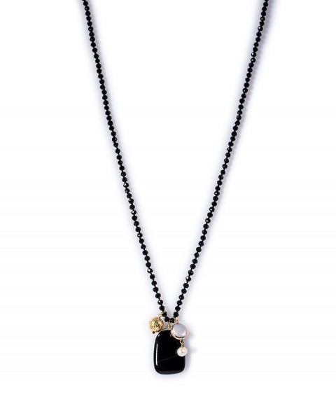 Long black necklace with...